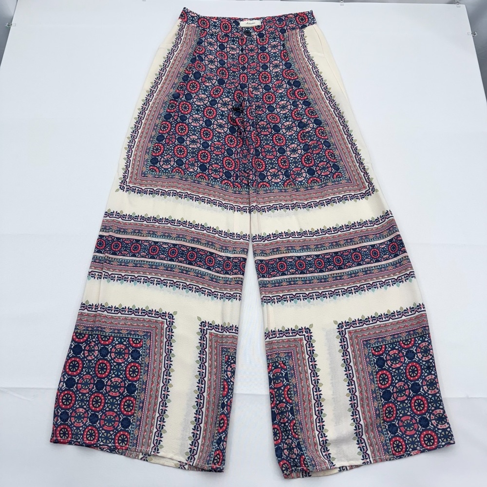 Elevenses‎ Wide Leg Palazzo Pants Womens 0 Boho High Rise Hippie Medallion Yida